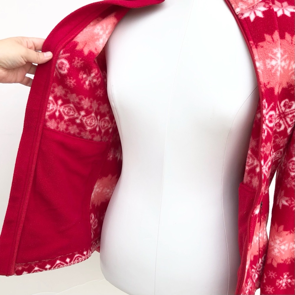 Talbots Snowflake Full Zip Fleece Jacket Sweater - image 5